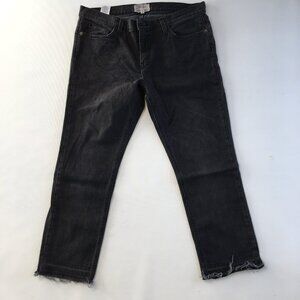 Current/Elliott Cropped Straight Relaxed Black Jeans Women's 31